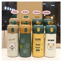 커플 군인남친 훈련소 캠핑 차량용 빨대 1리터 텀블러 귀여운 곰 350/500ML 스테인레스 보온병 커피 차 물1165570 L31241550 L3, 단일상품1241550 L3, 01 White 350ml1165570 L3