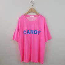상상그이상 여성용 국내제작 피그캔디 반팔 티셔츠 라운드넥 탄탄한 면소재 피그먼트 원단 네온컬러 포인트 체형커버 루즈핏 티셔츠