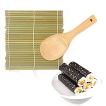 대나무김발+대나무주걱 김밥싸기set (모밀발 도시락 꼬마김밥, 김발17cm+주걱0519