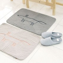 감성 디자인 강아지그림 발매트 현관 주방 욕실 매트, 쿠팡 여우자수 오렌지