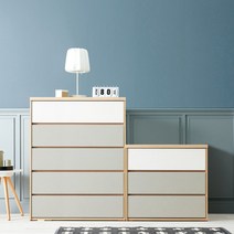 헤이모노 베니 서랍장세트 빅와이드 980 5단+830 3단, 화이트+그레이