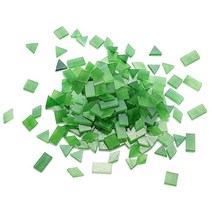 Lanyani 예술 공예용 유리 모자이크 타일 4가지 모양 혼합 다채로운 유리 타일 티파니 스테인드 글라스 조각 200개 정사각형/직사각형/다이아몬드/삼각형 오렌지-레드, Green-1, Green-1