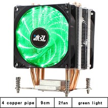 공냉 cpu 저소음 쿨러 수냉식열교환기 Cpu 냉각 팬 X79 Motherboa 4Pin PWM 90mm Cpu 쿨러 4 히트 파이프 컴퓨터 방열판 LGA X99 X299 V3, 녹색 불 2 팬, 4PIN X79 LGA2011