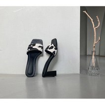 코지 여자 달마시안 스트랩 송치 7cm 힐 슬리퍼