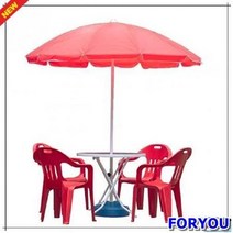 ForU694 튼튼한 야외용 4인용 파라솔세트 소 빨강 받침별매 폴딩파라솔 파라솔, 원형_파랑-빨강