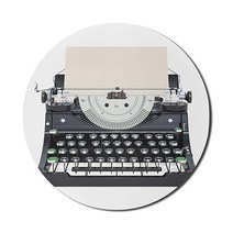 Ambesonne 컴퓨터용 타자기 마우스 패드 오래된 기계식 키보드의 향수를 불러일으키는 삽화 둥근 미끄럼 방지 두꺼운 고무 모던 게이밍 마우스패드 20.3cm (8인치) 원, Grey Champagne_8 Round