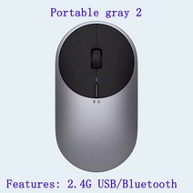 무선마우스Xiaomi 무선 마우스 2/패션 블루투스 USB 연결 1000 인치 당 점 2.4GHz 광학 음소거 노트북 오피, 휴대용 그레이 2, 08 Portable gray 2