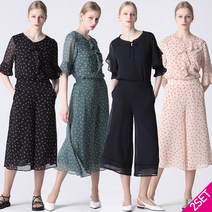 2SET [홈쇼핑방송/르오트(LeOT)] 쉬폰 프린트 셋업 2종세트(블라우스+팬츠)-사이즈 55∼88까지