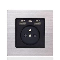 패널 전원 소켓 플러그 유럽 표준 110V-250V 듀얼 USB 충전동 포트 모바일, 01 110-250V_01 FR, 07 07 Stainless steel