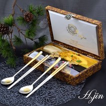 [도도예] H.jin 쌍학 금부 진공 은수저세트 (2인용) 명절 추석 설날 어버이날 부모님 생신 선물 추천, 진공은수저2p + 받침2p + 주머니2p + 케이스
