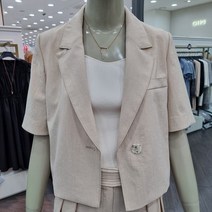 시슬리 아이싱 크롭 반팔 자켓 (SAJK40231 베이지 블랙)