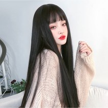 (당일) 긴 생머리 뱅스타일 롱 통가발 3color, 다크브라운, 1개