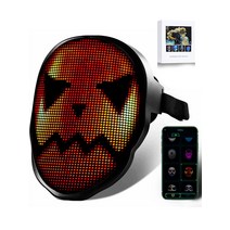 [Jinnal] 빛나는 마스크 LED 마스크 페이스 커버 재미있는 상품 9개국어 대응 USB 충전식 일본어 설명서 겸 보증서 스마트폰 간단 조작 문자 DIY 생일 응원 파티 할로윈 상품 스포츠 관전 선전 상품 인기(LED 페이스 마스크)