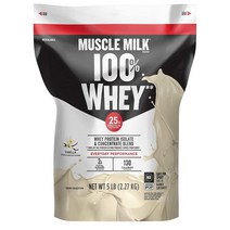 Muscle Milk 100% Whey Protein Powder 머슬 밀크 100% 웨이 프로틴 파우더 바닐라향 5LB(2.27kg), 1개