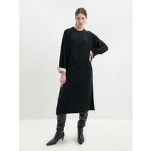 KNIT JERSEY LONG DRESS-BLACK