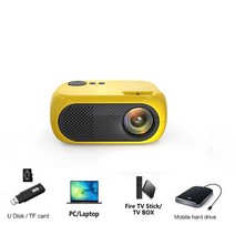 미니 빔프로젝터 Salange M24 미니 프로젝터 LED 휴대용 비머 HDMI USB TF 카드와 호환 640*480P 지원 108, 01 Yellow_01 EU 플러그