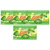 게인 패브릭 소프트너 건조기시트 120장 Gain Fabric Softener Dryer Sheets Original, 4팩