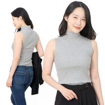 여성 면 골지 스판 반목폴라 이너 나시