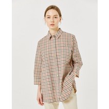 [닥스 여성] [[22SS]] DLSH2B591W3 [D-GIFT] 브라운 체크 시어서커(지지미) 7부소매셔츠