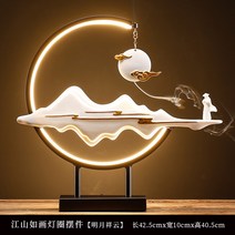 인센스 챔버 스틱 홀더 향로 향초 세라믹 아로마 티 테이블 장식, 1. 江山如画灯圈摆件明月祥云赠送倒流香