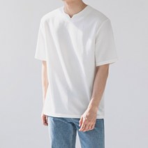 스타일에스 남성 오버핏 엠보 노치넥 반팔 티셔츠 여름 반팔티