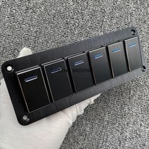 판넬스위치 램프 명판 럭셔리 금속 2-8 갱 12v 24v 범용 해양 로커 스위치 패널 방수 rv 요트 해양 보트 자동차 조명 켜기끄기, d 6 갱 블랙