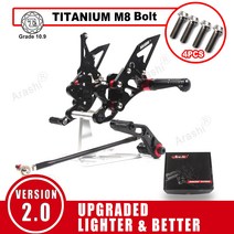 Arashi CNC 조절할 수 있는 발판 근거지 후방 설정 풋페그 에 SUZUKI GSXR 600 / 750 GSXR600 GSXR750 2006-2010, 검정색 M8 Bolt