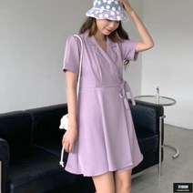 가바바 여성 셔츠원피스 랩디자인으로 트렌디한 브이넥 카라넥 플레어 롱원피스 G53759