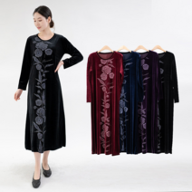 여성 엄마옷 벨벳 플라워 원피스 홈웨어 FHO111083 마담/미시옷/중년여성의류/빅사이즈/40대/50대/60대여성옷