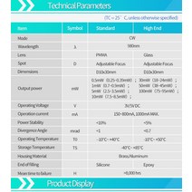 D10X30mm 가변 초점 980nm 1mW 5mW IR 도트 레이저 다이오드 모듈 산업용 등급 ACC 드라이버 TYLASERS, 02 5mW_01 GLass Lens