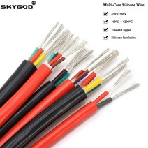 동파방지열선 1M Sq 0.3 0.5 0.75 1 1.5 2 2.5 4 6mm 소프트 실리콘 고무 케이블 3 6 코어 절연 유연한 구리 고열선, [01] Black, [02] 3 Cores, [06] Square 2.0mm