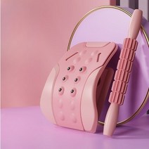 JenJen 허리 스트레칭 스틱 롤러 요가 마사지 세트, 핑크