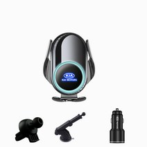 Ecool 기아 고속 무선 충전 핸드폰 거치대 K3 K5 기아로고 QC 3.0 시거잭 무료, 범용 거치대, Kia black1