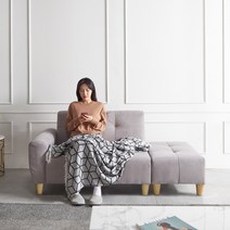 아로미가구 레이나 아쿠아텍스 스웨이드 2인/3인용소파, 레이나3인_A우팔(본품+스툴), 라이트그레이