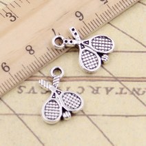 테니스라켓 20pcs 매력 테니스 라켓 18x14mm 골동품 청동 실버 컬러 펜 던 트 만들기 DIY 수 제 보석 공장, 02 앤틱 실버 도금