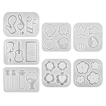 꽃 기타 장식용 실리콘 에폭시 곰팡이 DIY 키 체인 펜던트 가방 장식