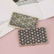 나빌레라 자개명함케이스_패턴 명함꽂이 자개공예 스틸 명함집, 다이아당초-각인추가