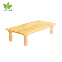 키즈스마일7]유치원 어린이집책상 친환경교구 H25-1 원목책상(좌식) (원목다리) 사각 반원