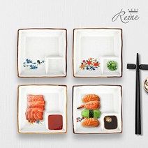 헨느 야마고 정사각 회접시 4P, 상세설명 참조, 01 헨느 야마고 정사각 회접시 4P-레드꽃