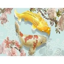돈들어오는 보석십자수 황금 재물 비단잉어 부귀 행운 복 건강 diy 큐빅비즈 구슬 다이어몬드 수제공예 만들기세트 가로형 10종, 잉어10, 80*95, 1개