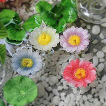 꼬모가든 데이지 플로팅 캔들 1P (길쭉형) 수반 어항 연못 장식 물의 정원 인테리어 소품, 빨강(무향)