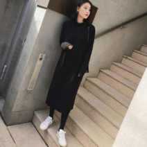 베러댓걸 여성용 가을 겨울 데일리 롱 후드 니트원피스