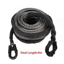 Alwaysme 6m9m15m 26500lbs suv atv utv용 검정색 보호 슬리브가 있는 합성 윈치 연장 라인 로프, 9m