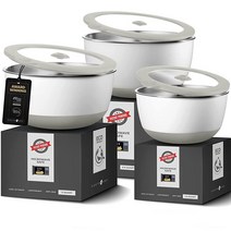Earthmade Evolution 전자레인지 스테인리스 스틸 믹싱 볼 뚜껑 세트 1.4L 1.5쿼트 . 3qt. 4.5qt. 강화 유리 - 대체품 친환경, Cream