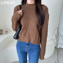 [립걸]뒷스트랩 벌집 니트