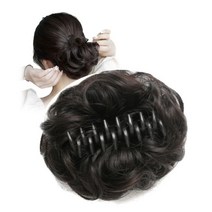 온리정 부분가발 집게핀형 펌스타일 왕 똥머리가발, 라이트 브라운, 1개