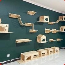 DIY 원목 고양이 구름다리 캣타워 놀이터 숨숨집 대형 캣폴 해먹 캣워크, 세트5