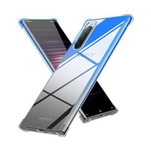Sony Xperia 10 III 케이스 클리어 내충격 투명 그라데이션 색 SO-52B SOG04 스마트폰 TPU 범퍼 커버 얇은 Qi 충전 대응 -III-LH, 소니 엑스페리아 10 III, 블루/블랙