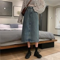 청치마 롱청치마 청치마코디 스커트 여성 레트로 데님 빈티지 트렌디 한국 데일리 A라인