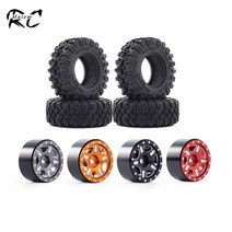 금속 CNC 1.0 인치 비드 록 휠 림 고무 타이어 124 스케일 RC 자동차 크롤러 축 방향 SCX24 Deadbolt 랭글러 JLU C10 B17, [5] 4Pcs Tires
